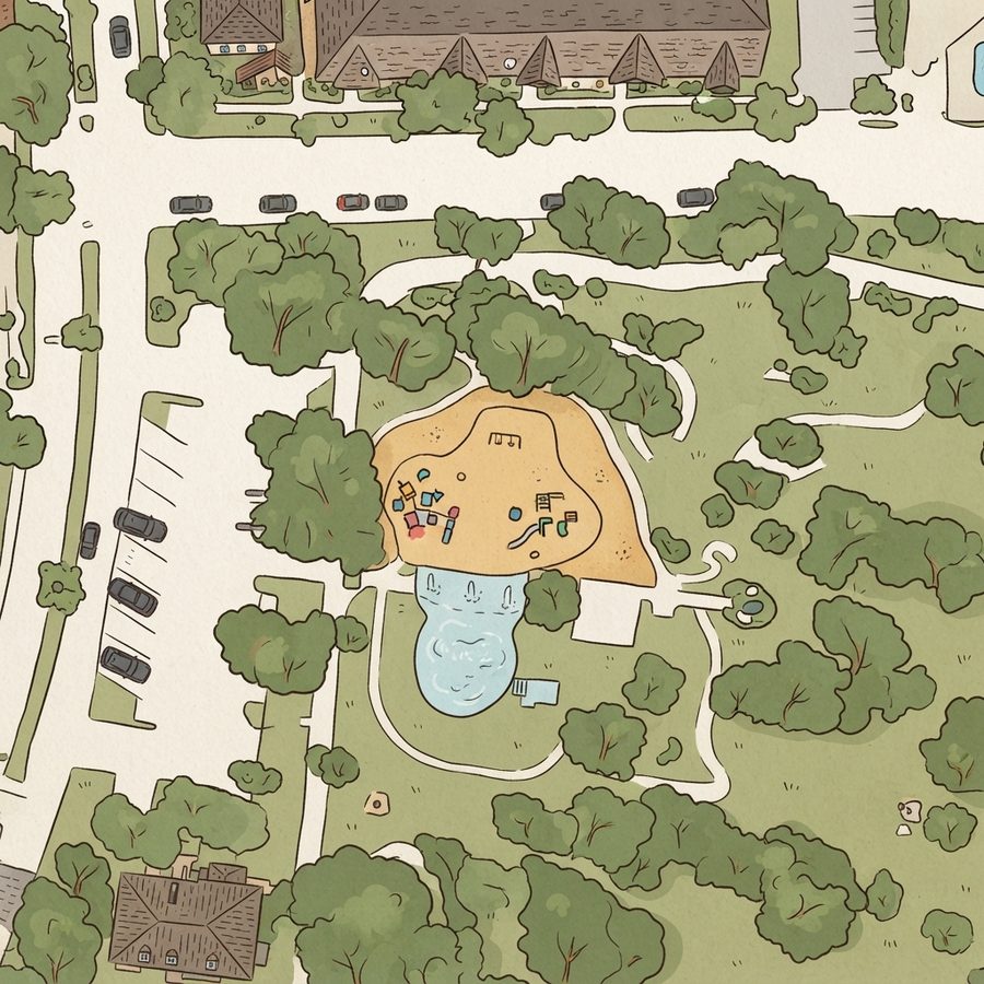 Illustrated map of Nottingham Park