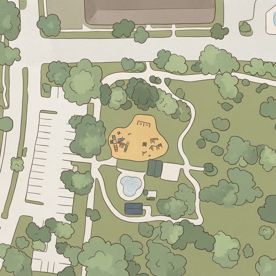 Illustrated map of Nottingham Park Splashpad