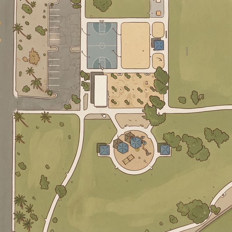 Illustrated map of Nueve Park