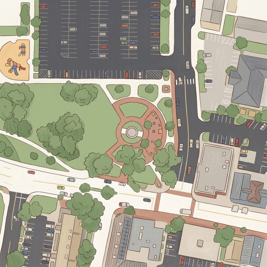 Illustrated map of O'Brien Park