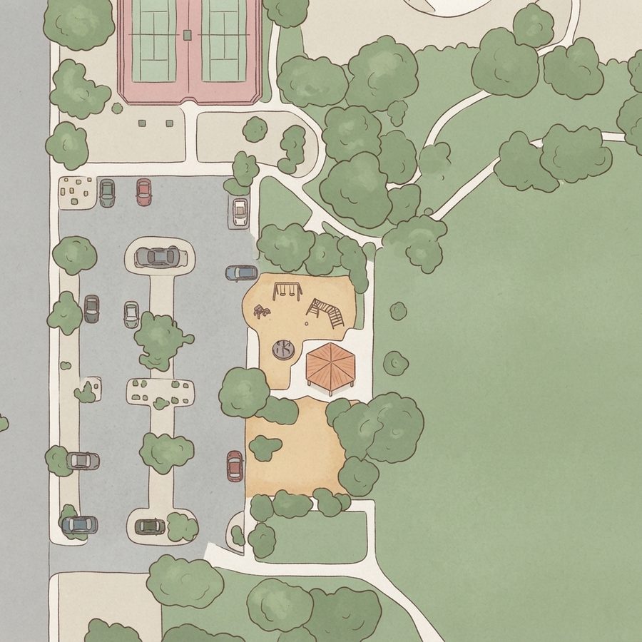 Illustrated map of O Callaghan Park