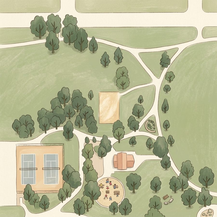 Illustrated map of O'Kane Park