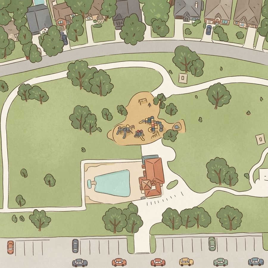 Illustrated map of Oak Forest Park