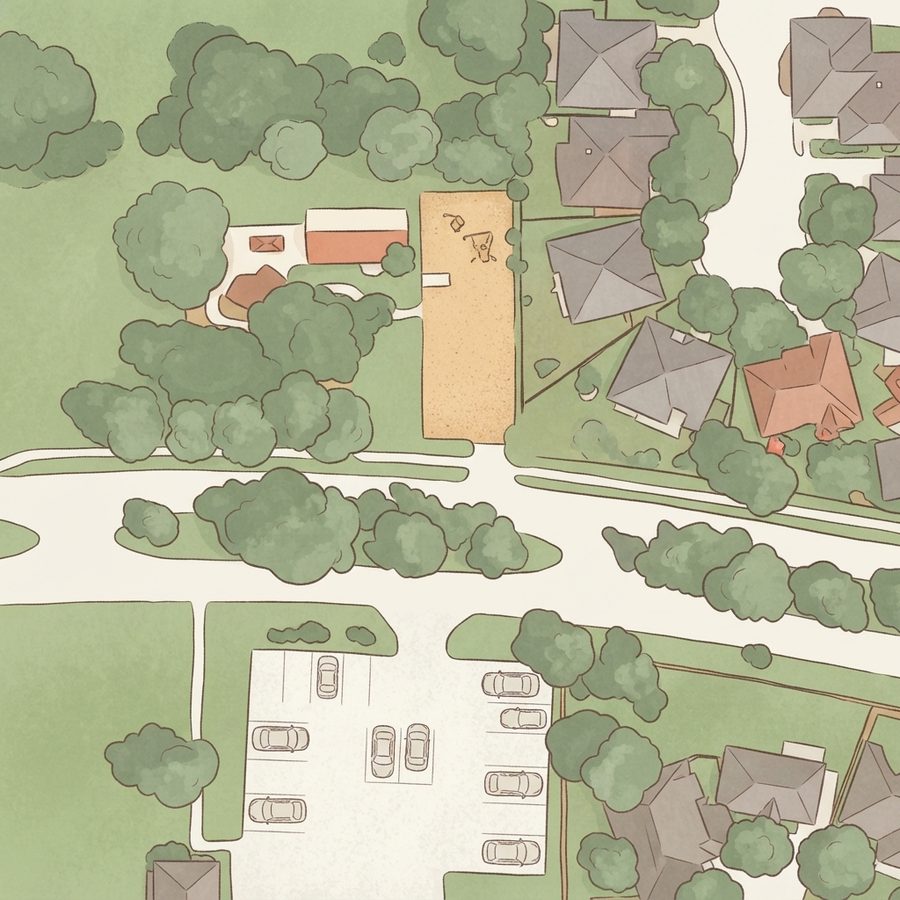 Illustrated map of Oak Lake Park - Kidz Village