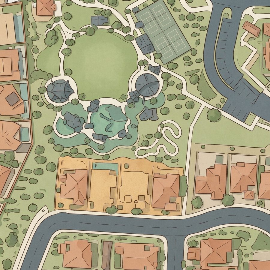 Illustrated map of Oak Leaf Park