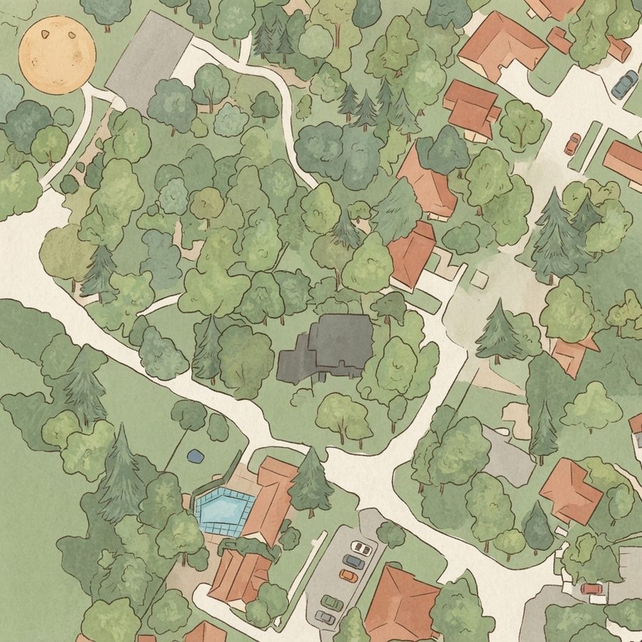 Illustrated map of Oakwood Glen