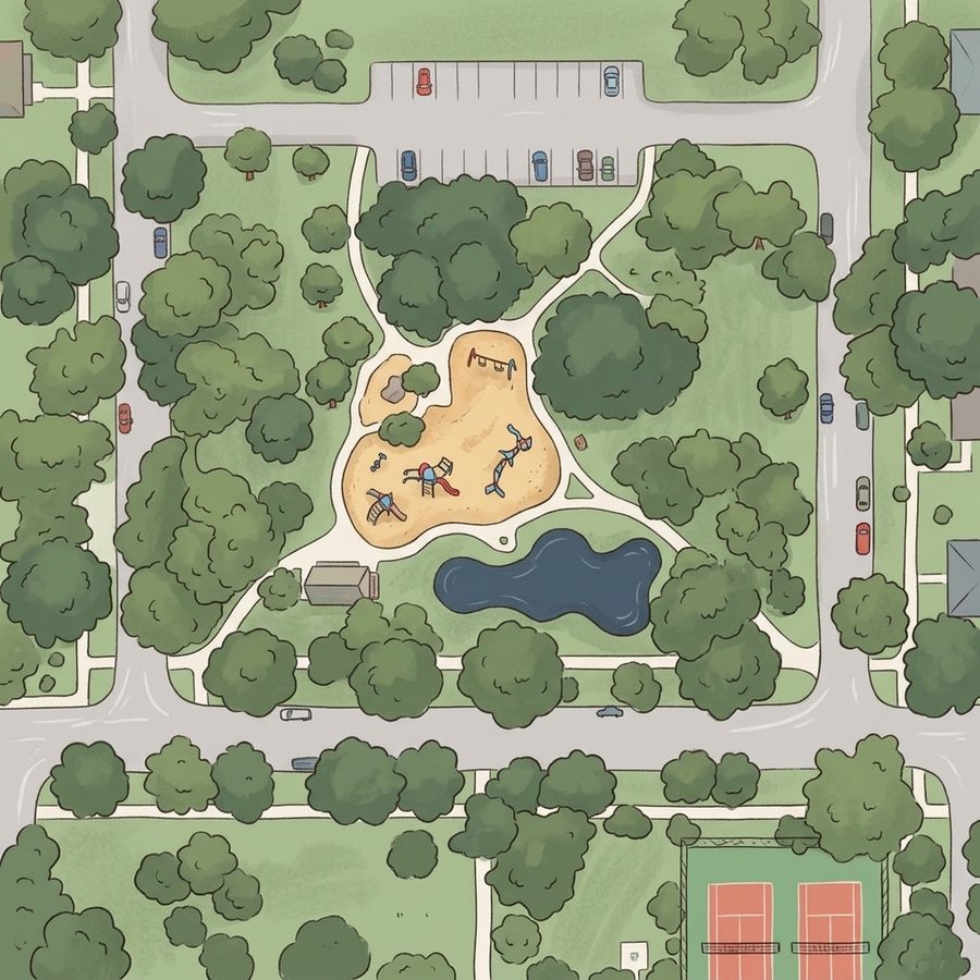 Illustrated map of Observatory Park Playground