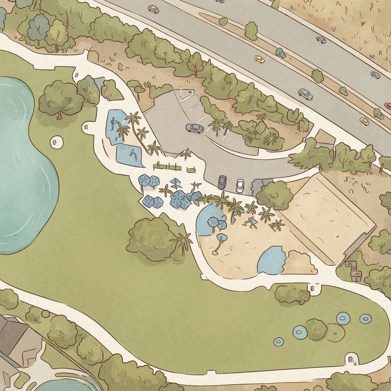 Illustrated map of Ocean View Hills Neighborhood Park
