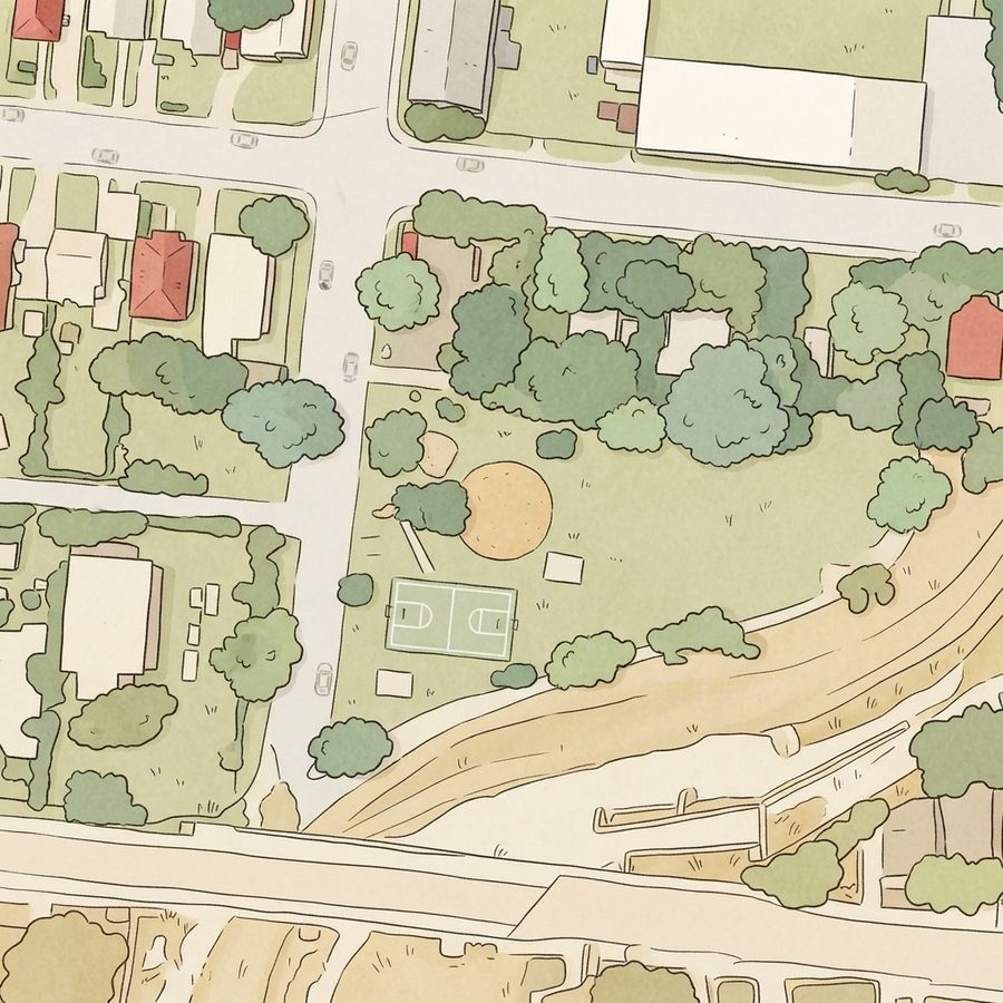 Illustrated map of Ojeda Park