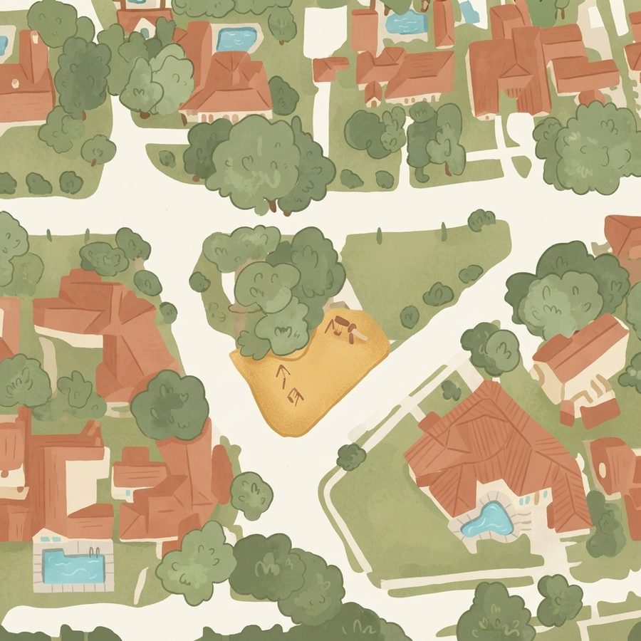 Illustrated map of Old Braeswood Park