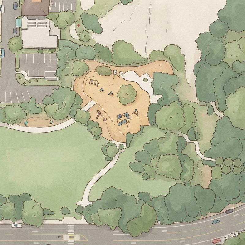 Illustrated map of Old Trolley Barn Park