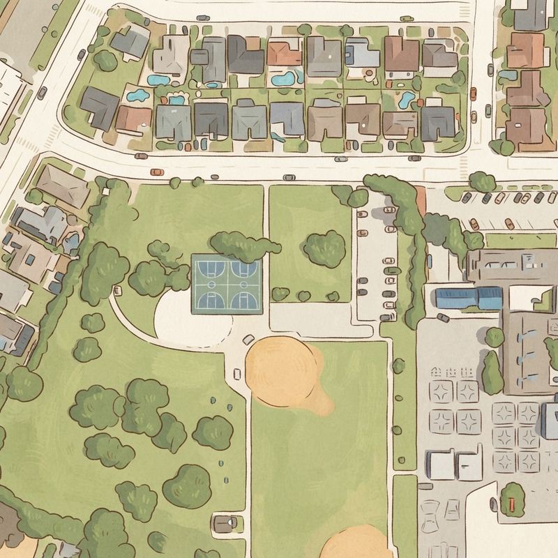 Illustrated map of Olive Grove Park