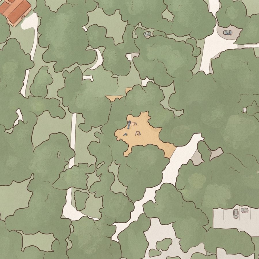 Illustrated map of Olmos Basin Park