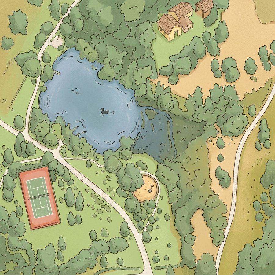 Illustrated map of Orchard Hills Park