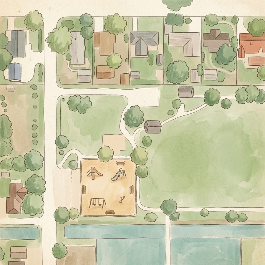 Illustrated map of Orchard Street Park