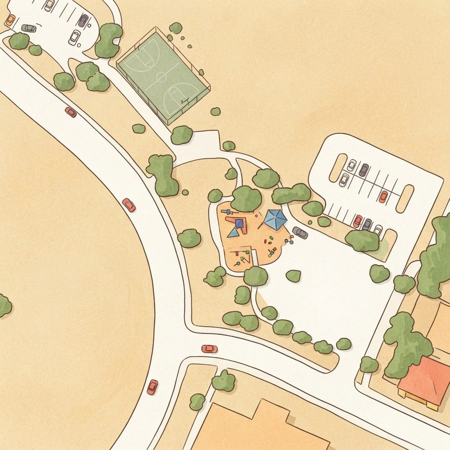 Illustrated map of Oscar Perez Memorial Park