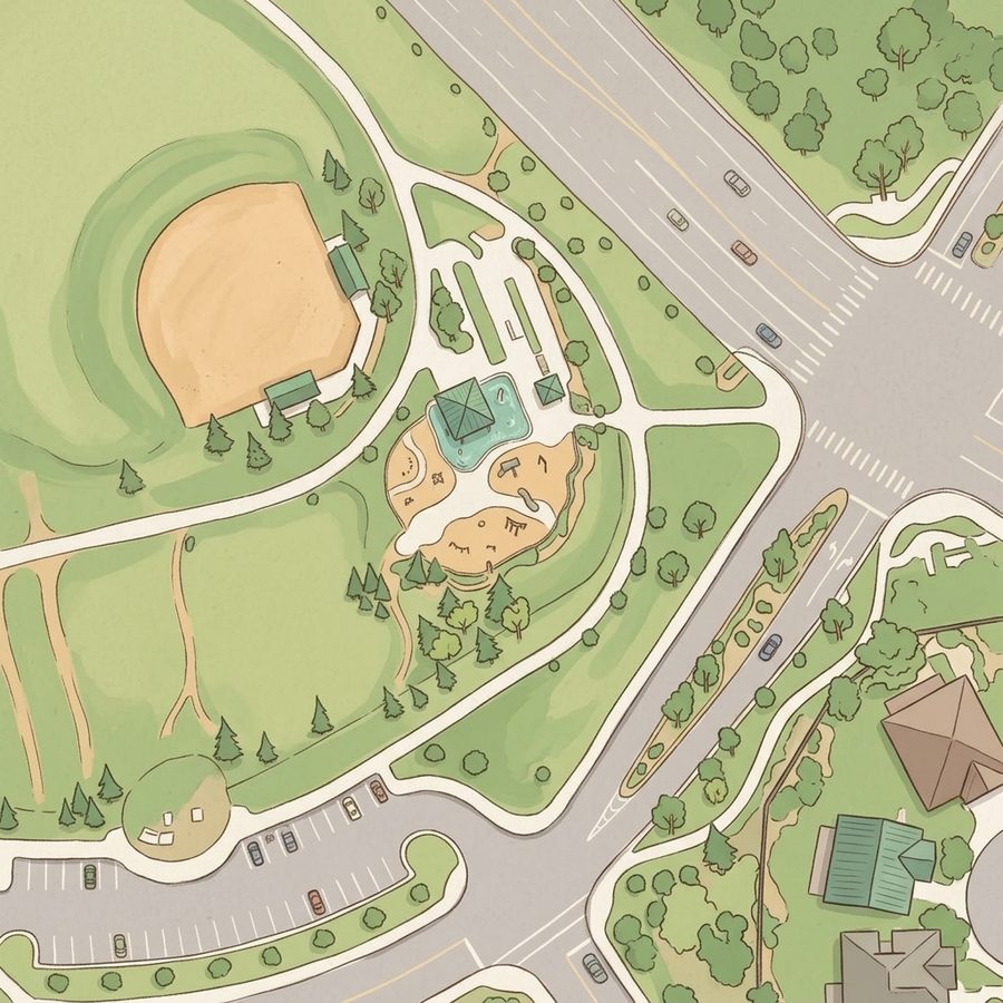 Illustrated map of Paintbrush Park Playground