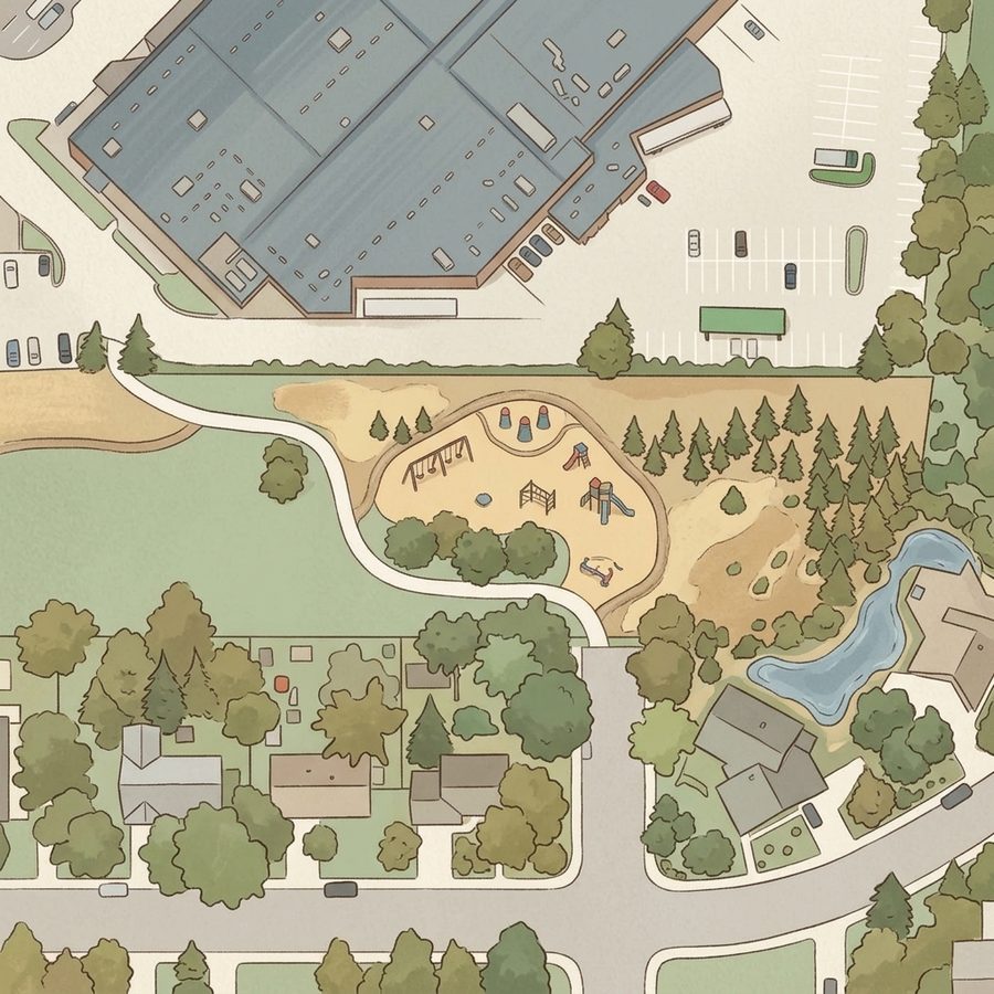 Illustrated map of Palos Verdes Tot Lot