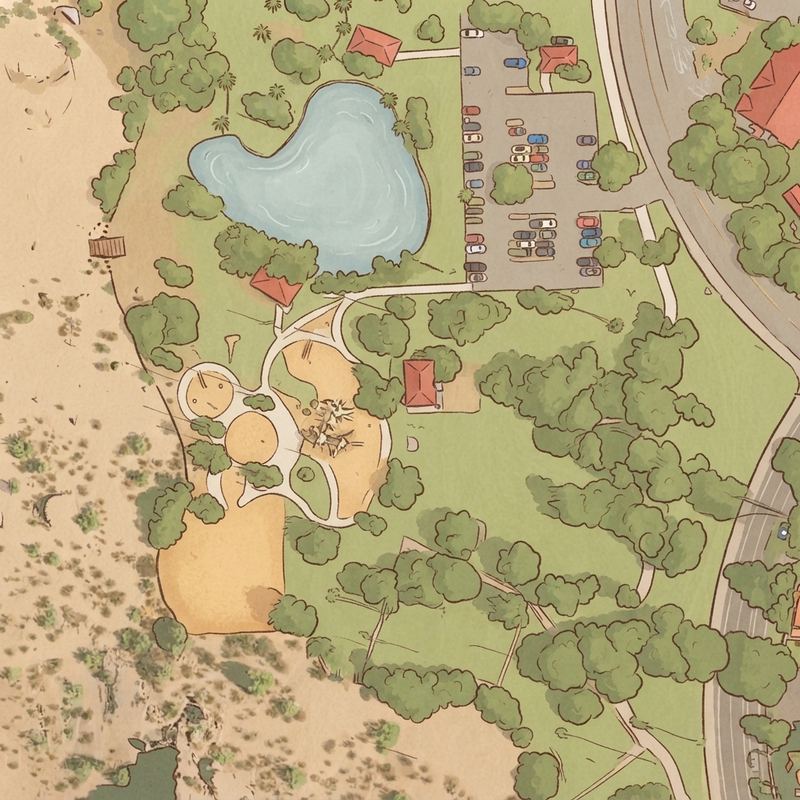 Illustrated map of Papago Park in Tempe