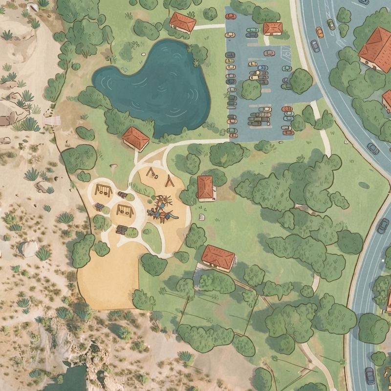 Illustrated map of Papago Park Playground