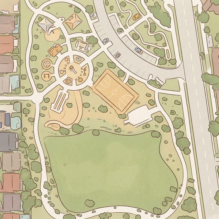 Illustrated map of Paradise Pointe Park