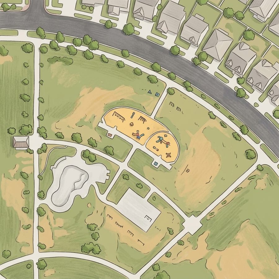 Illustrated map of Park Baseball Field
