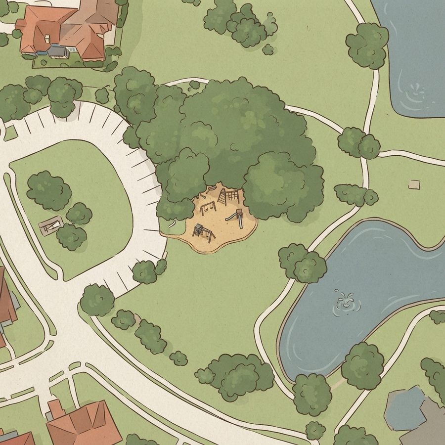 Illustrated map of Park & Splash Pad