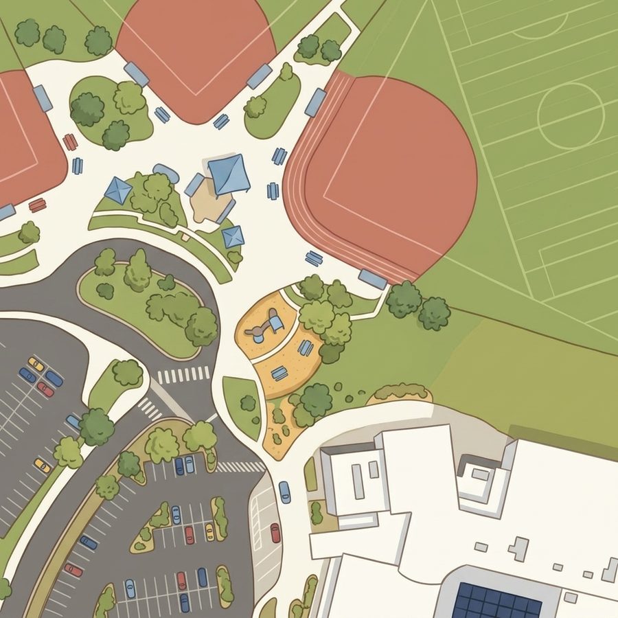 Illustrated map of Parker Recreation Center Playground