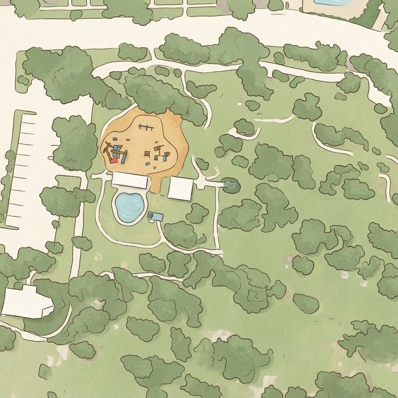 Illustrated map of Parque chorritos cerca de la casa