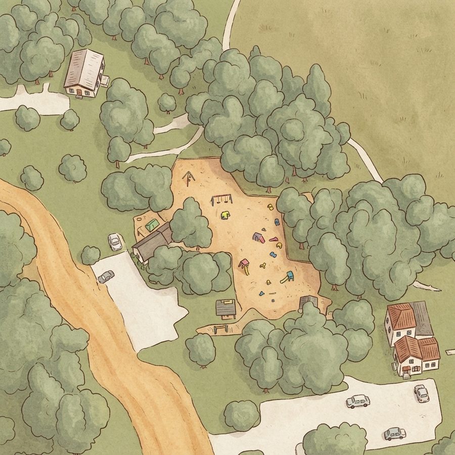 Illustrated map of Parr Park Sprayground