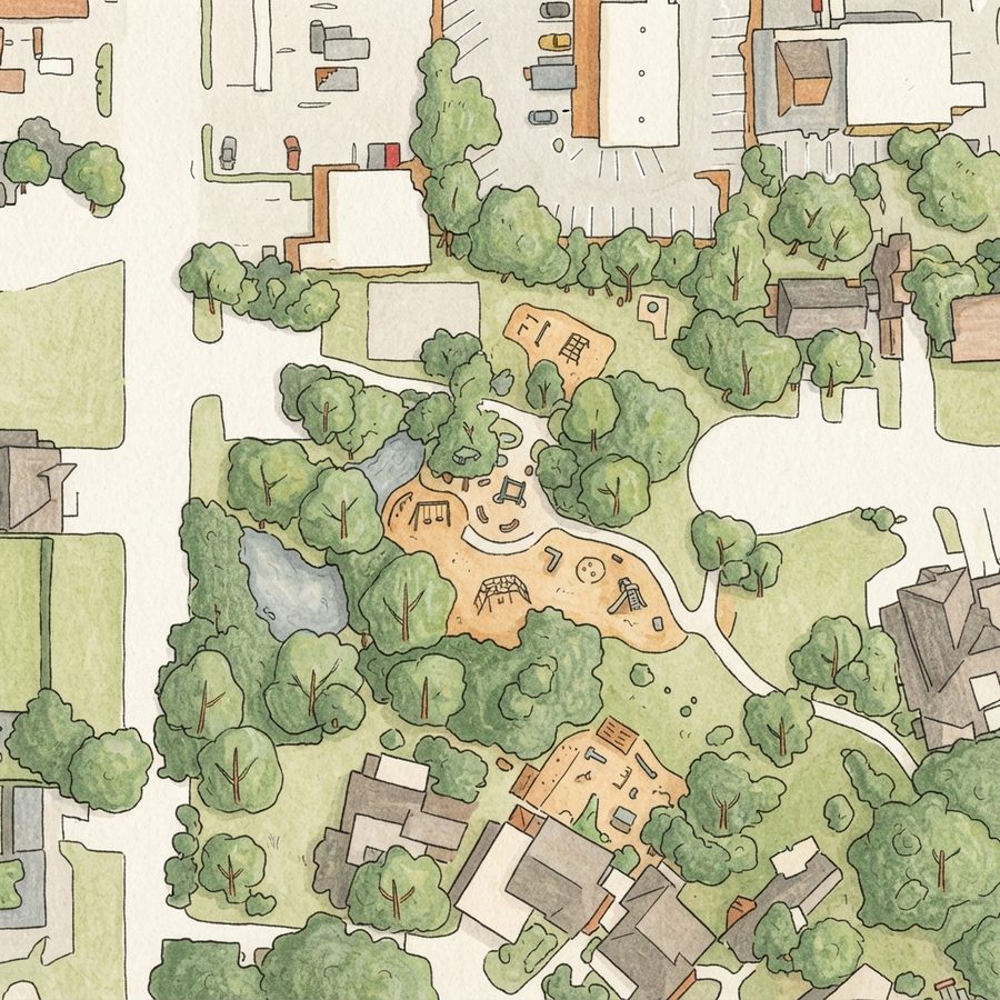 Illustrated map of Pasadena Highlands Park