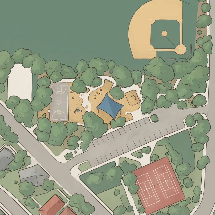 Illustrated map of Paseo Verde Park