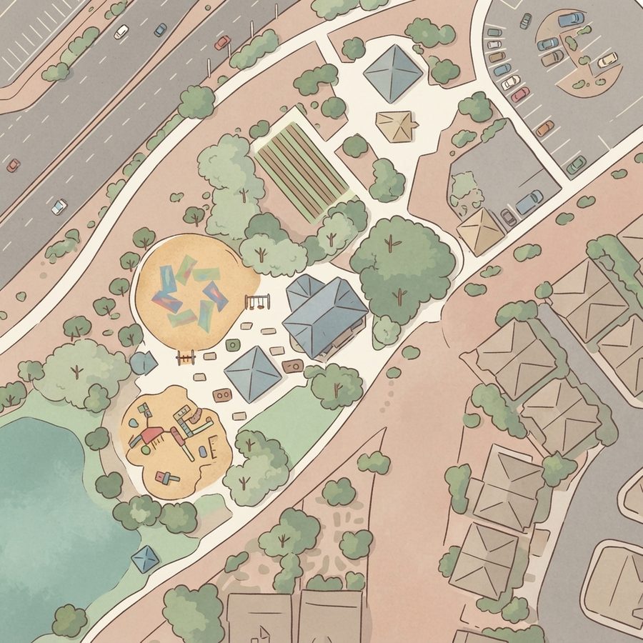 Illustrated map of Paseo Vista Park