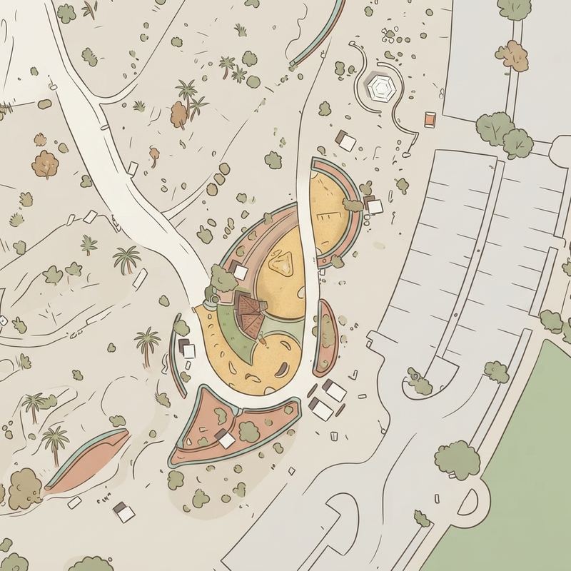 Illustrated map of Paseo Vista Recreation Area