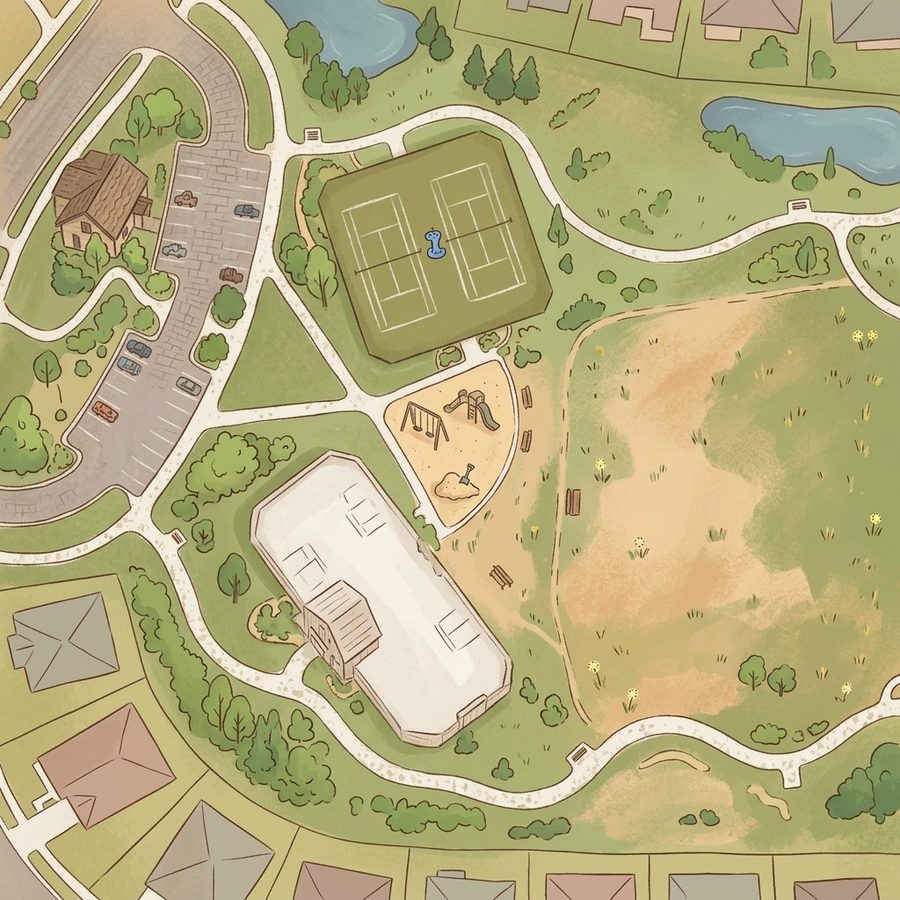 Illustrated map of Pathfinder Park at Inspiration