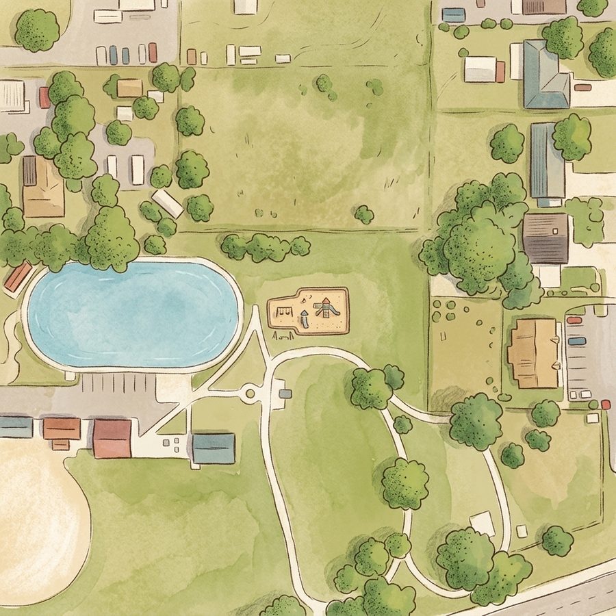 Illustrated map of Paul J. Wolf Neighborhood Park