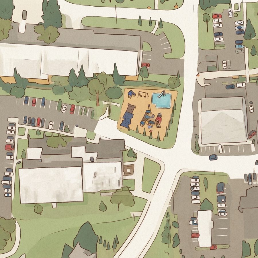 Illustrated map of Peay Park Playground
