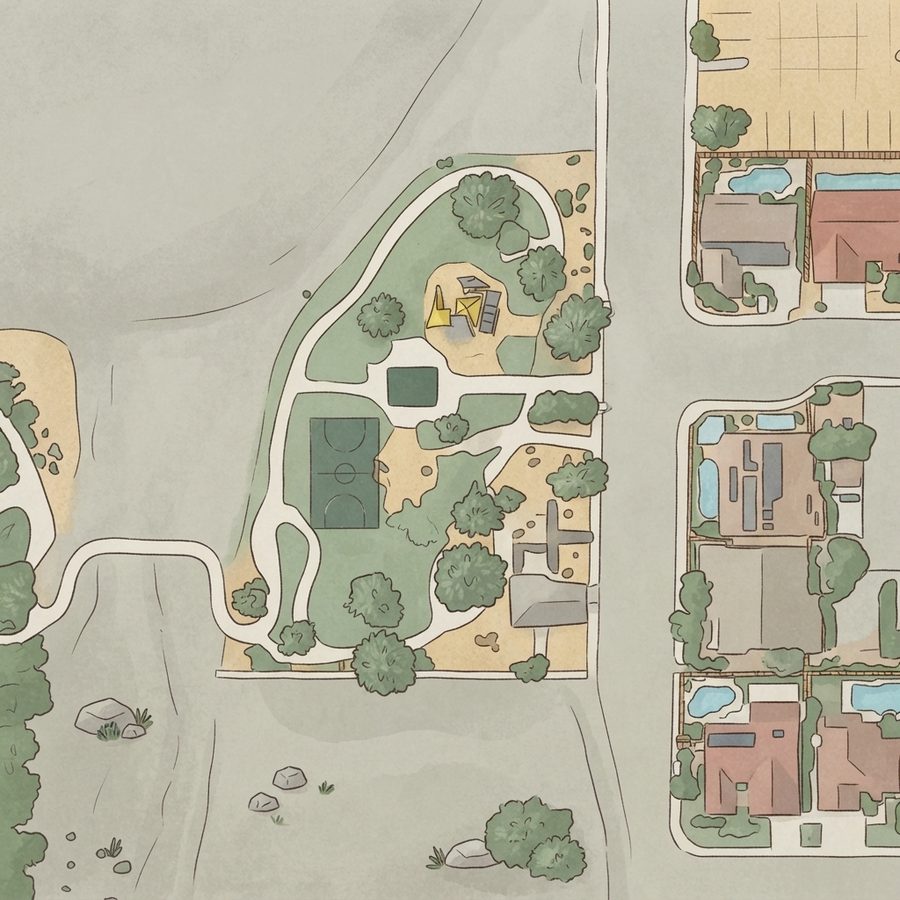 Illustrated map of Pebble Park