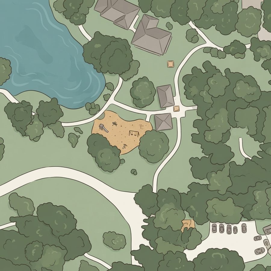 Illustrated map of Pecan Park