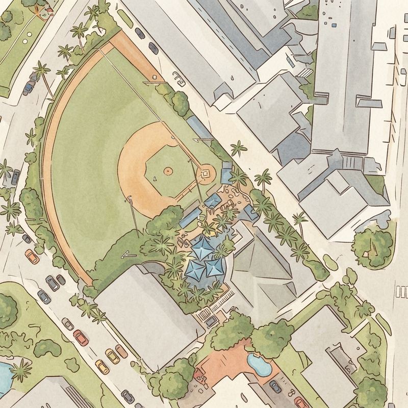 Illustrated map of Pelican Community Park