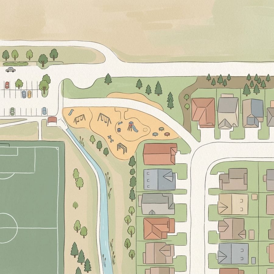 Illustrated map of Peoria Place playground