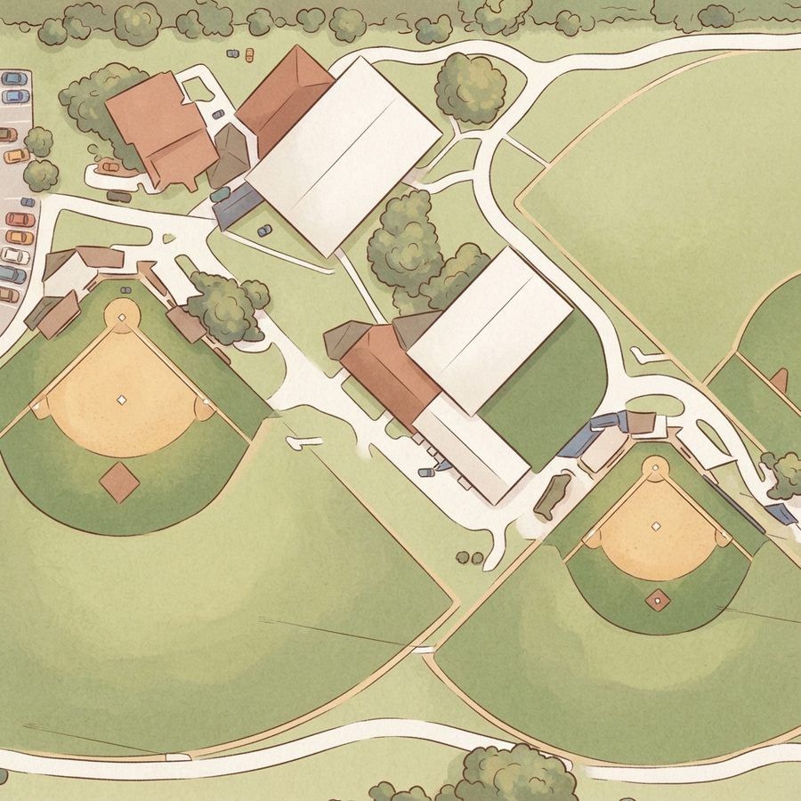 Illustrated map of Pep Mueller Park