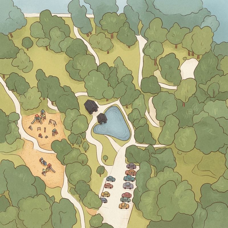 Illustrated map of Perkerson Park Fountains (Water Playground)