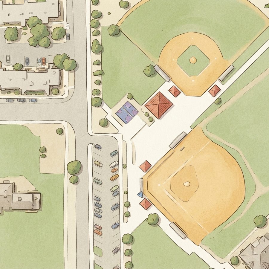 Illustrated map of Petitti Park