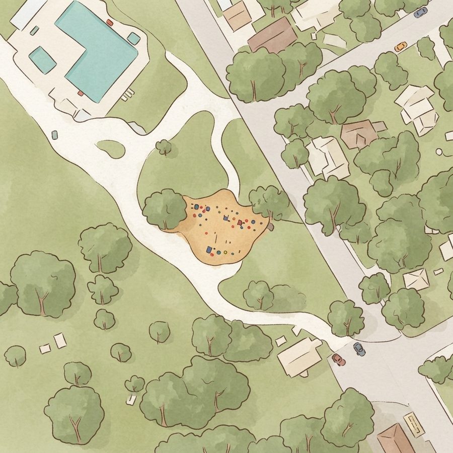 Illustrated map of Pickrell Park Playground