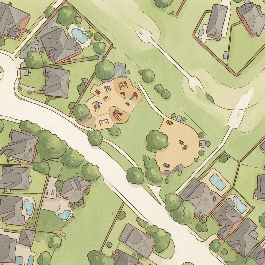 Illustrated map of Pine Hollow Neighborhood Park