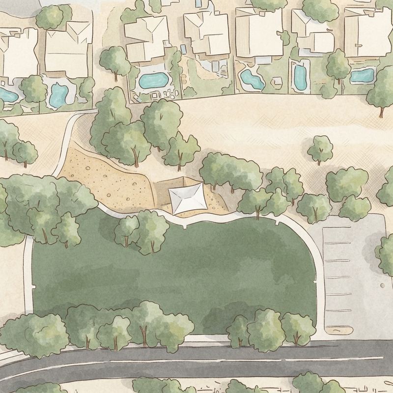 Illustrated map of Pine Shadows Park
