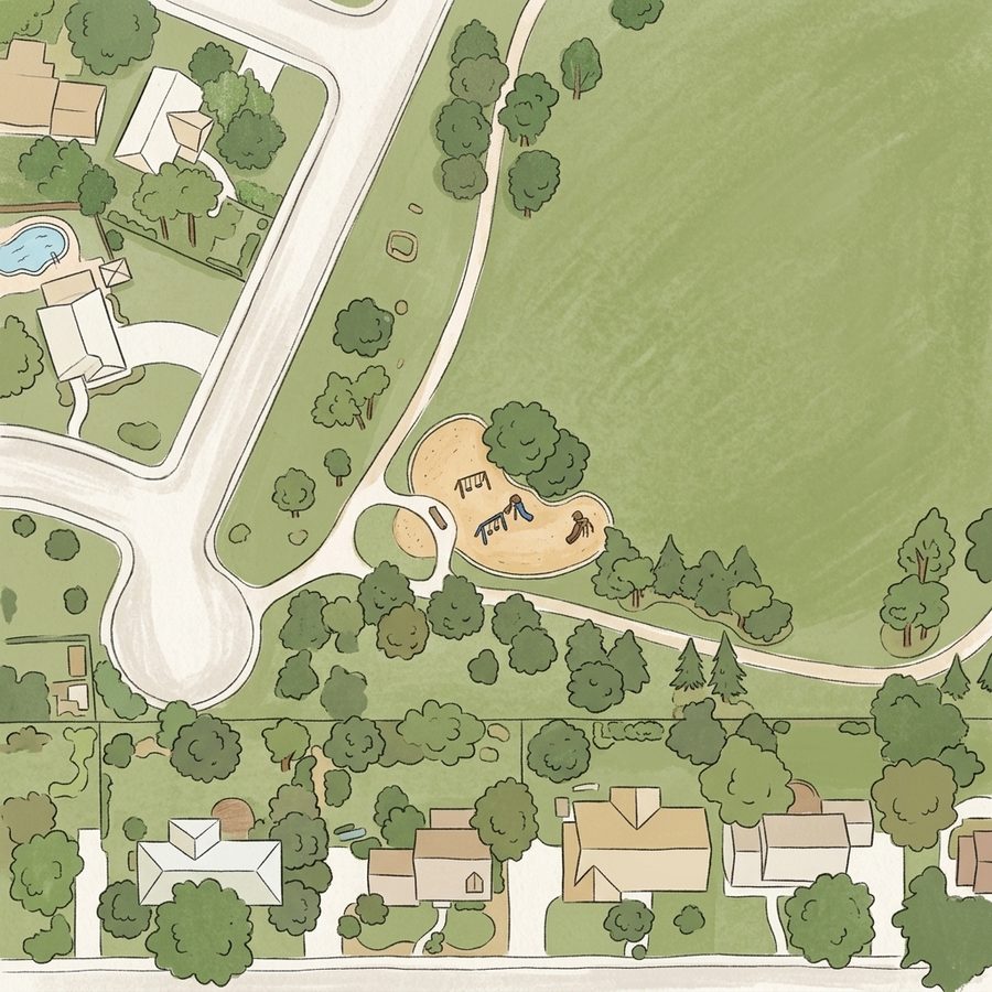 Illustrated map of Pinecrest Village Park