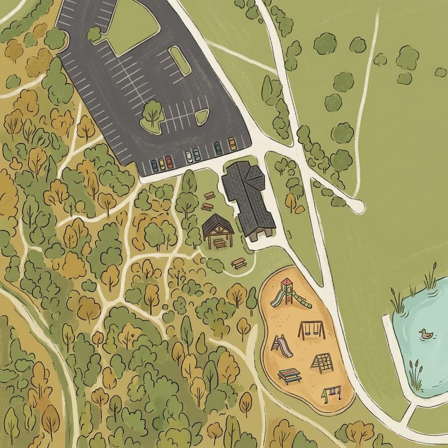 Illustrated map of Piney Creek Hollow Park