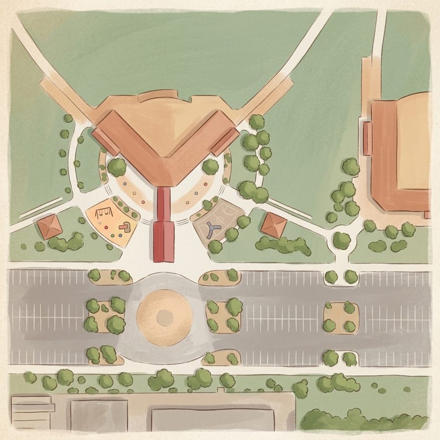 Illustrated map of Pioneer Park field
